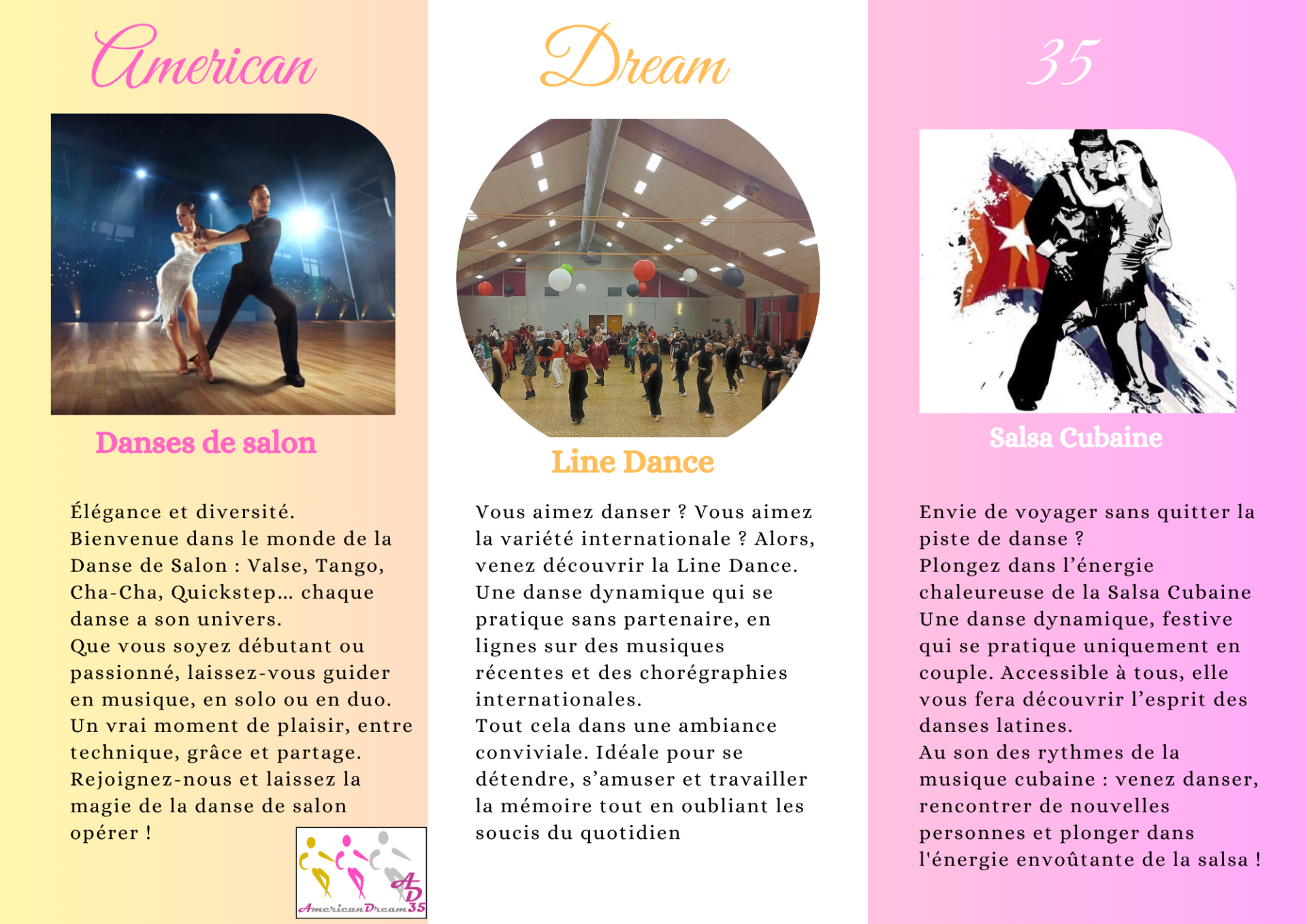 Flyer pre sentant les 3 activite s